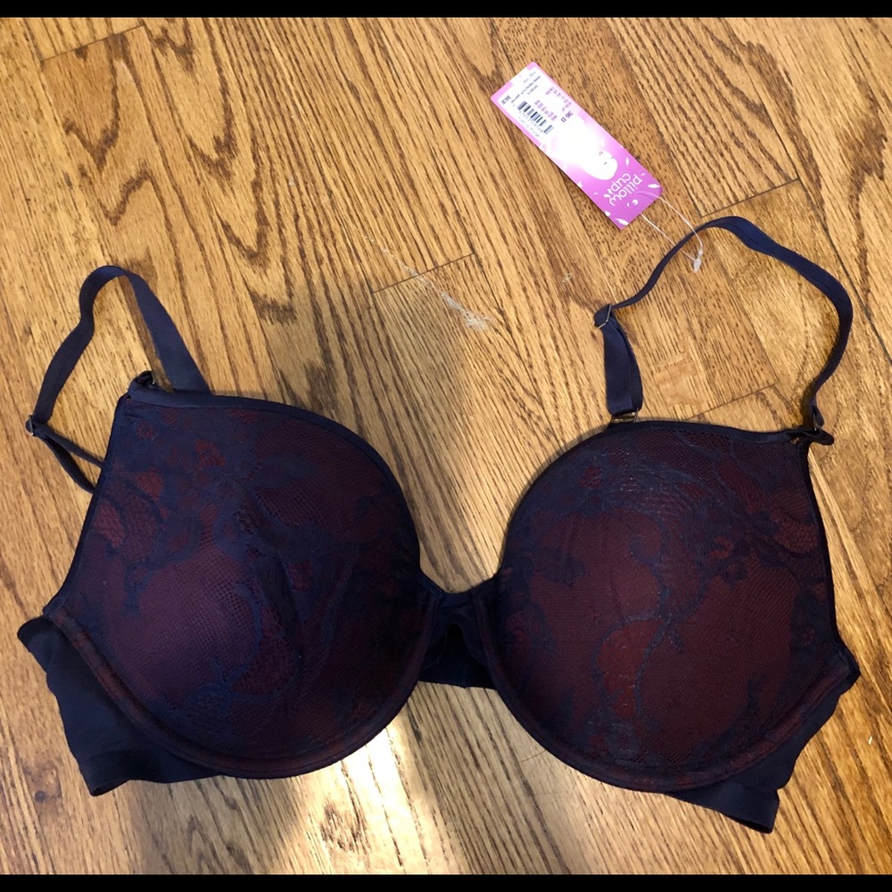 Push-up plunge bra deep lapiz/rich garnet
